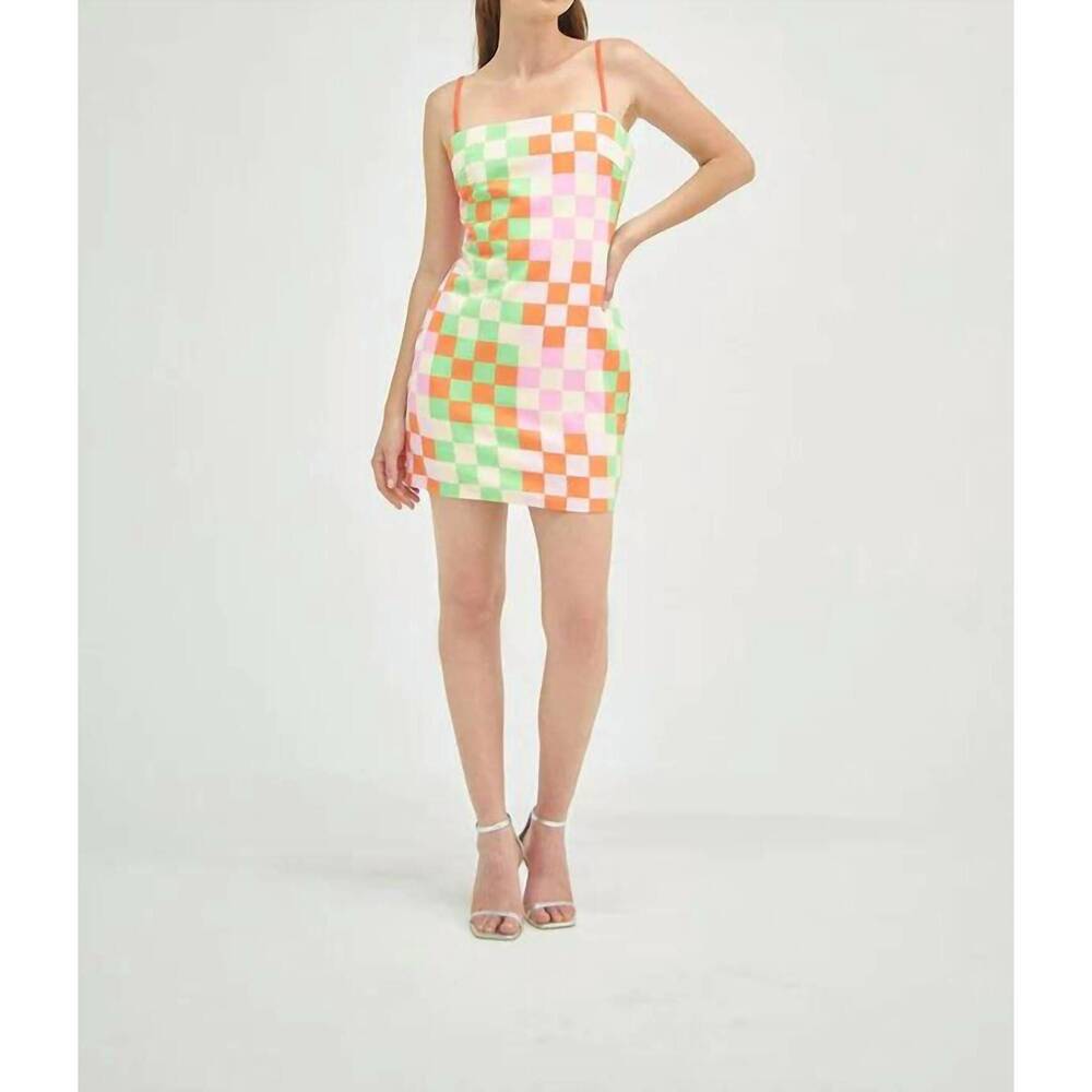 NEW SILKA veneto dress in green multi